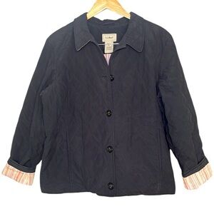 LL Bean Vintage Quilted Coat Women's Navy Blue Size XL